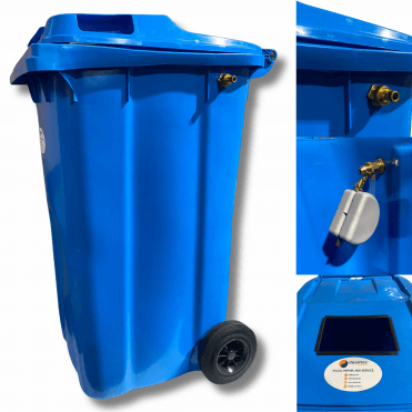 240L Mobile Water Wheelie Bin Buffer Tank with Overflow Cut-Off Float Valve