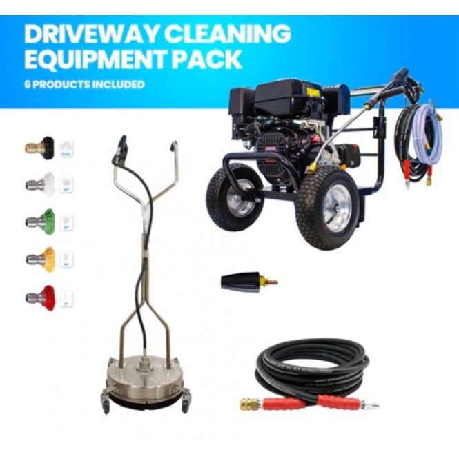 Driveway Cleaning Equipment - KM3700P Petrol Pressure Washer, SurfacePro Rotary Cleaner and Turbo Nozzle