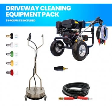 Driveway Cleaning Equipment - KM3700P Petrol Pressure Washer, SurfacePro Rotary Cleaner and Turbo Nozzle