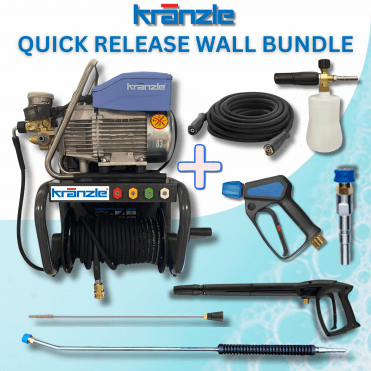 Kranzle K10/122 Quick Release Wall Shelf Pressure Washer Bundle – Complete Mounted Cleaning System (15m Hose Reel Kit)