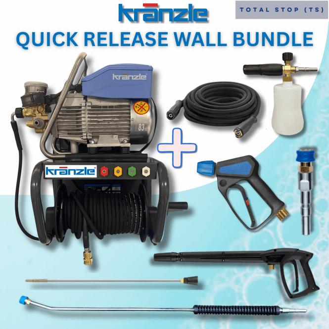 Kranzle  K10/122 TS Quick Release Wall Shelf Pressure Washer Bundle – Complete Mounted Cleaning System (15m Hose Reel Kit)