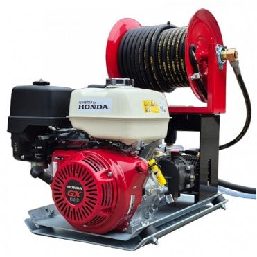 Honda GX390 13HP Powerwasher Skid Frame - Electric Start + Reel 
