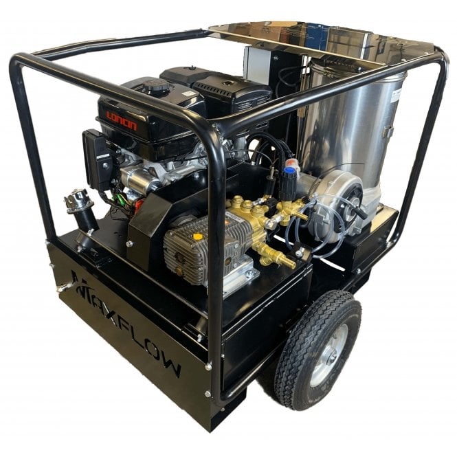 Maxflow  Industrial Petrol Hot Pressure Washer - Loncin G420 21 LPM Trolley Frame + Reel (Electric Start)