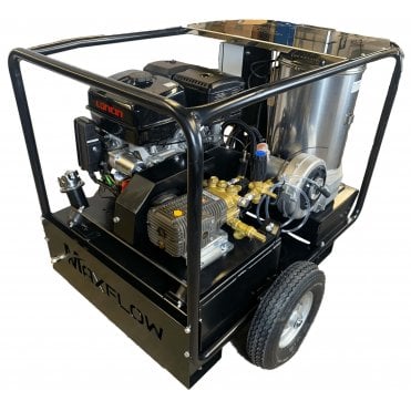 Maxflow Industrial Petrol Hot Pressure Washer - Loncin G420 21 LPM Trolley Frame + Reel (Electric Start)