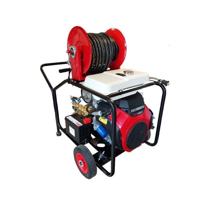 Maxflow  Industrial Twin-Cylinder Pressure Washer - Honda GX630 33 LPM Trolley Frame + Reel 