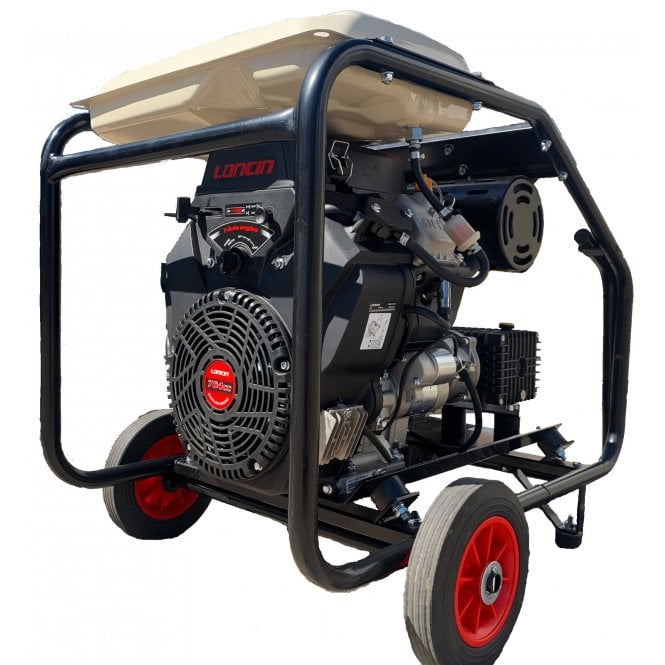 Maxflow  Industrial Twin-Cylinder Pressure Washer - Loncin LC2V80FD-1 41 LPM Interpump Trolley Frame + Reel (Electric Start) 