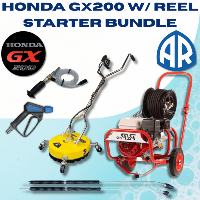 PdPro Honda GX200 2200 PSI 14L/min Professional Pressure Washer Bundle with 20m Hose Reel – Complete Power Washing Kit