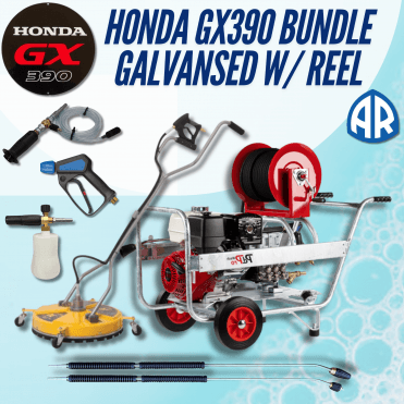 Honda GX390 3000 PSI 21L/min AR Pump Galvanised Frame W/ 40M Reel - Professional Pressure Washer Bundle – Complete Power Washing Kit