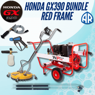 Honda GX390 3000 PSI 21L/min AR Pump Red Frame Professional Pressure Washer Bundle – Complete Power Washing Kit
