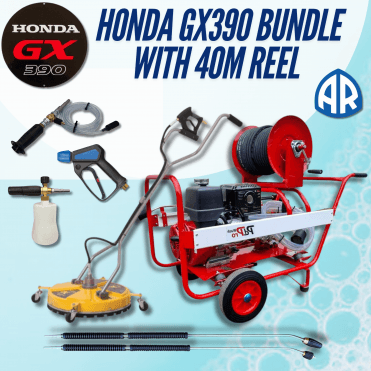Honda GX390 3000 PSI 21L/min AR Pump Red Frame W/ 40M Reel - Professional Pressure Washer Bundle – Complete Power Washing Kit