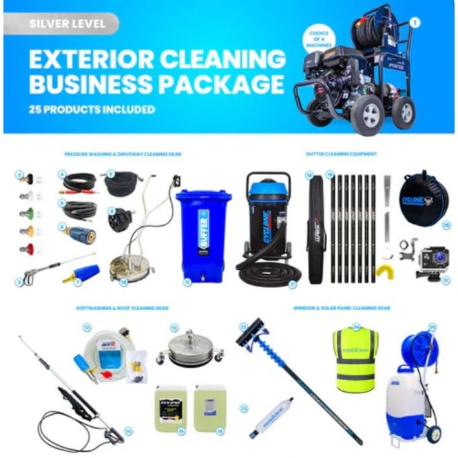 SILVER Exterior Cleaning Business Start-Up Package - Pressure washing, Gutter, Window, Roof cleaning equipment